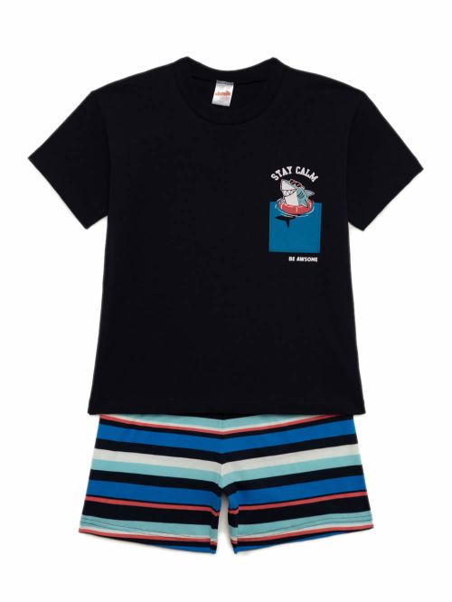 Εφηβική Πυτζάμα MINERVA για Αγόρι Stay Calm - 100% Aγνό Βαμβάκι