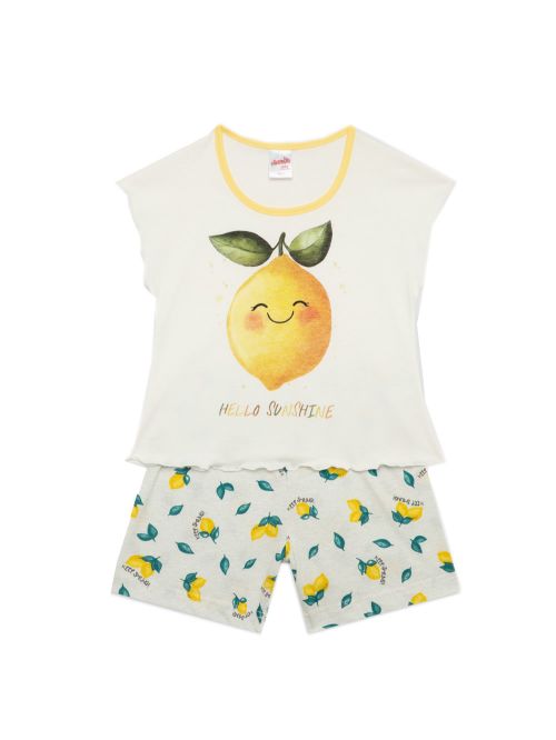 Βρεφική Πυτζάμα MINERVA για Κορίτσι Lemons & Plaid - 100% Αγνό Βαμβάκι