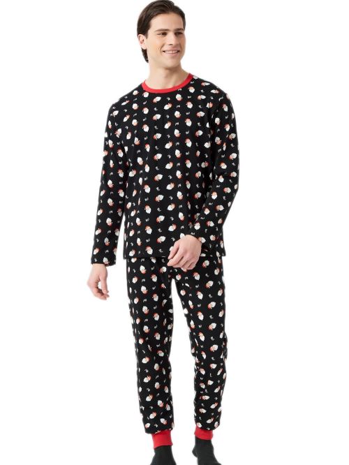 Ανδρική Πυτζάμα MINERVA X-mas HOHOHO! - 100% Βαμβάκι Interlock 