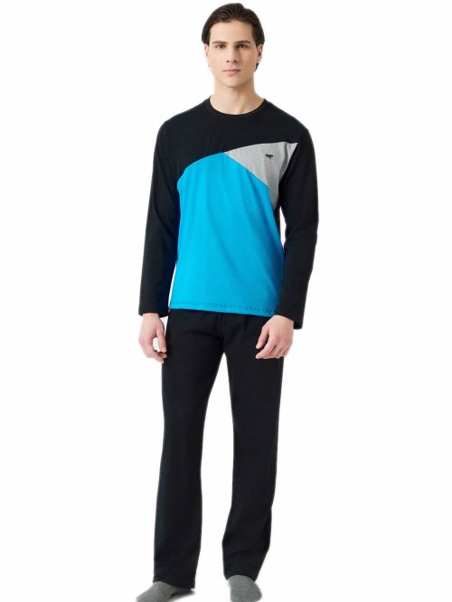 Ανδρική Πυτζάμα MINERVA Color Blocks - 100% Βαμβάκι Interlock