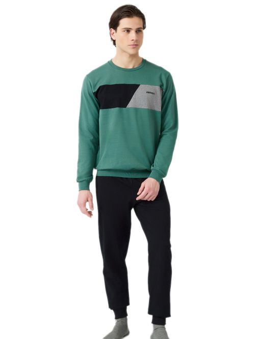 Ανδρική Φόρμα Homewear MINERVA Color Blocks - 100% Βαμβάκι Φούτερ