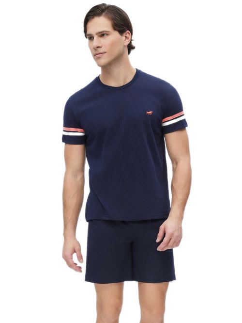 Ανδρική Πυτζάμα MINERVA Stripe Sleeves - 100% Βαμβακερή