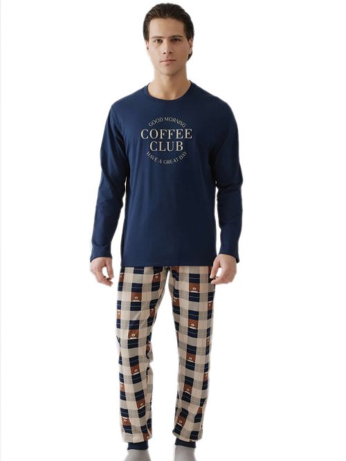 Ανδρική Πυτζάμα MINERVA Sweat Coffee - 100% Βαμβάκι Interlock 