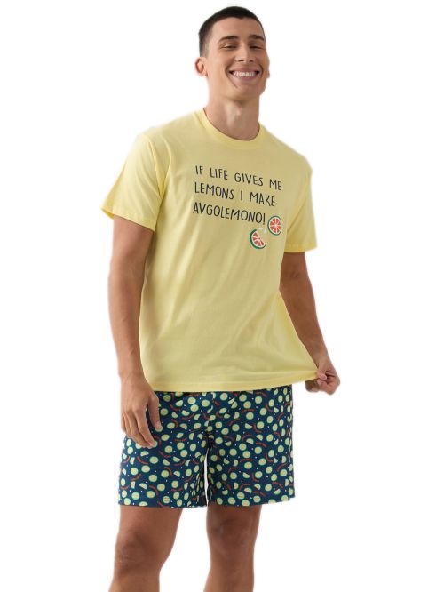 Ανδρική Πυτζάμα MINERVA Lemons - 100% Βαμβακερή