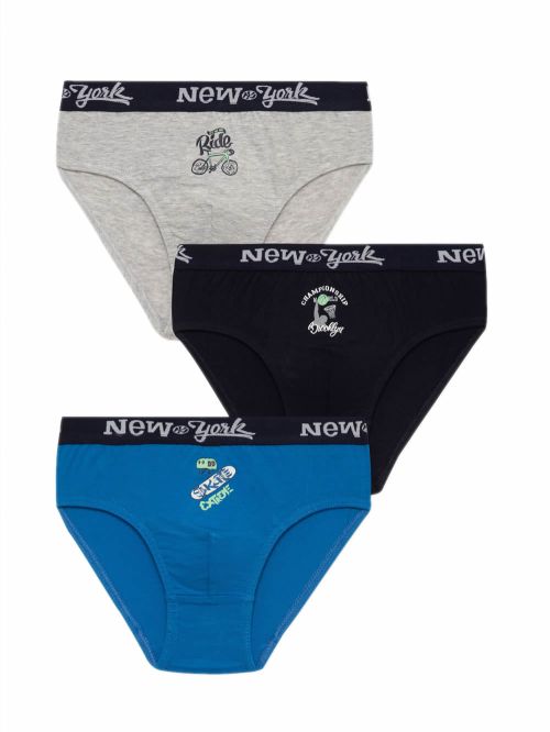 Παιδικό Σλιπ MINERVA για Αγόρι New York - 100% Αγνό Βαμβάκι - Πακέτο με 3