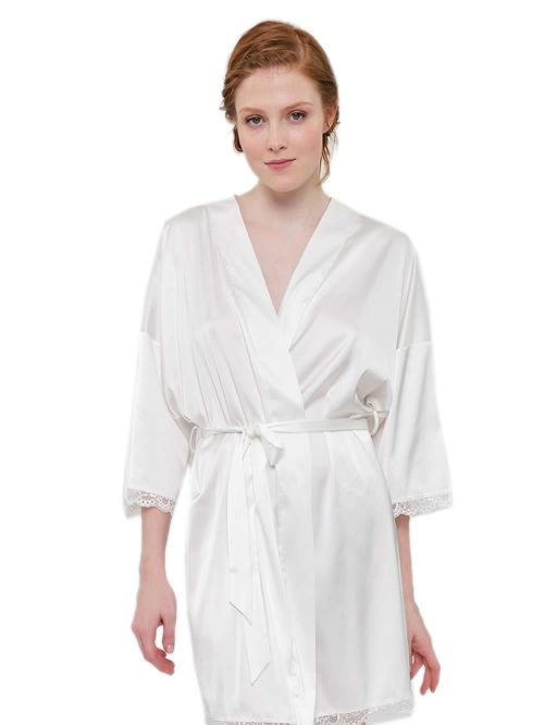 Γυναικεία Ρόμπα MUYDEMI - Απαλό Σατέν & Δαντέλα - Bridal