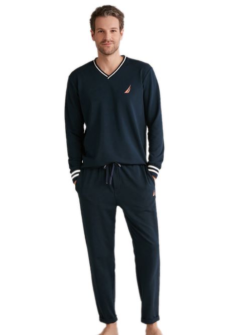 ανδρική πυτζάμα nautica m605 μπλε μπροστά