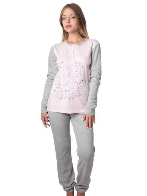 Πυτζάμα Homewear Point Service με Κουμπιά - 100% Βαμβάκι Interlock 