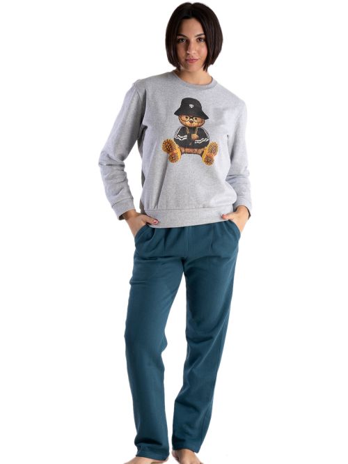 γυναικεία πυτζάμα rachel 13133 grey μπροστά