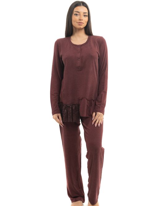 γυναικεία πυτζάμα secret point 220-170 bordeaux μπροστά
