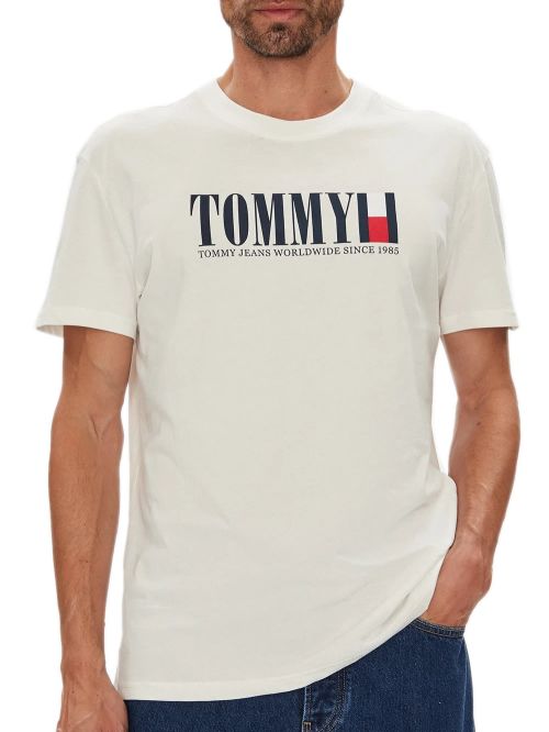 TOMMY HILFIGER Ανδρικό T-Shirt Dna Flag - 100% ΟΙκολογικό Βαμβάκι Off White