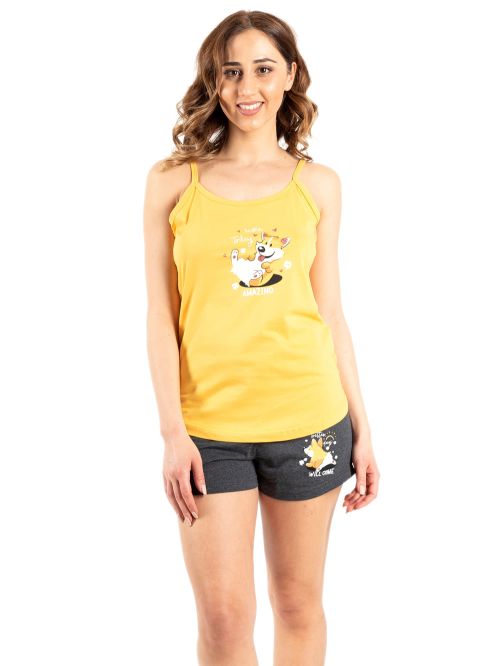 Γυναικεία Πυτζάμα Vienetta 010024 yellow μπροστά