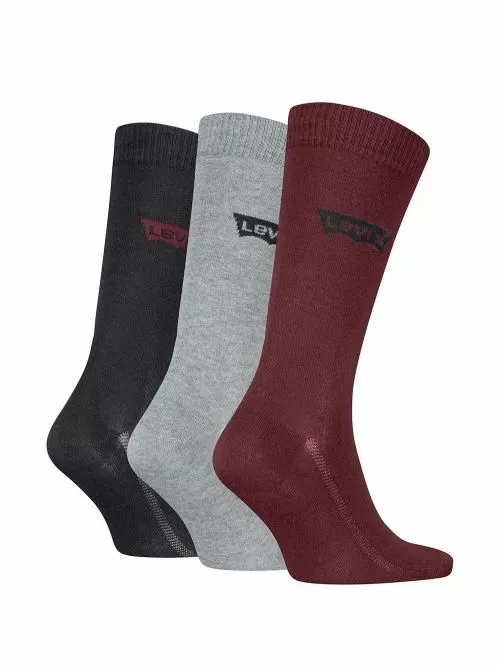 LEVIS Ανδρική Κάλτσα Αθλητική - Red/Grey/Black - Οργανικό ECO Βαμβάκι - 3 Ζευγάρια 