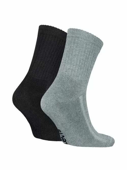LEVIS Ανδρική Κανονική Κάλτσα Saloon Logo - Black/Grey - 2 Ζευγάρια