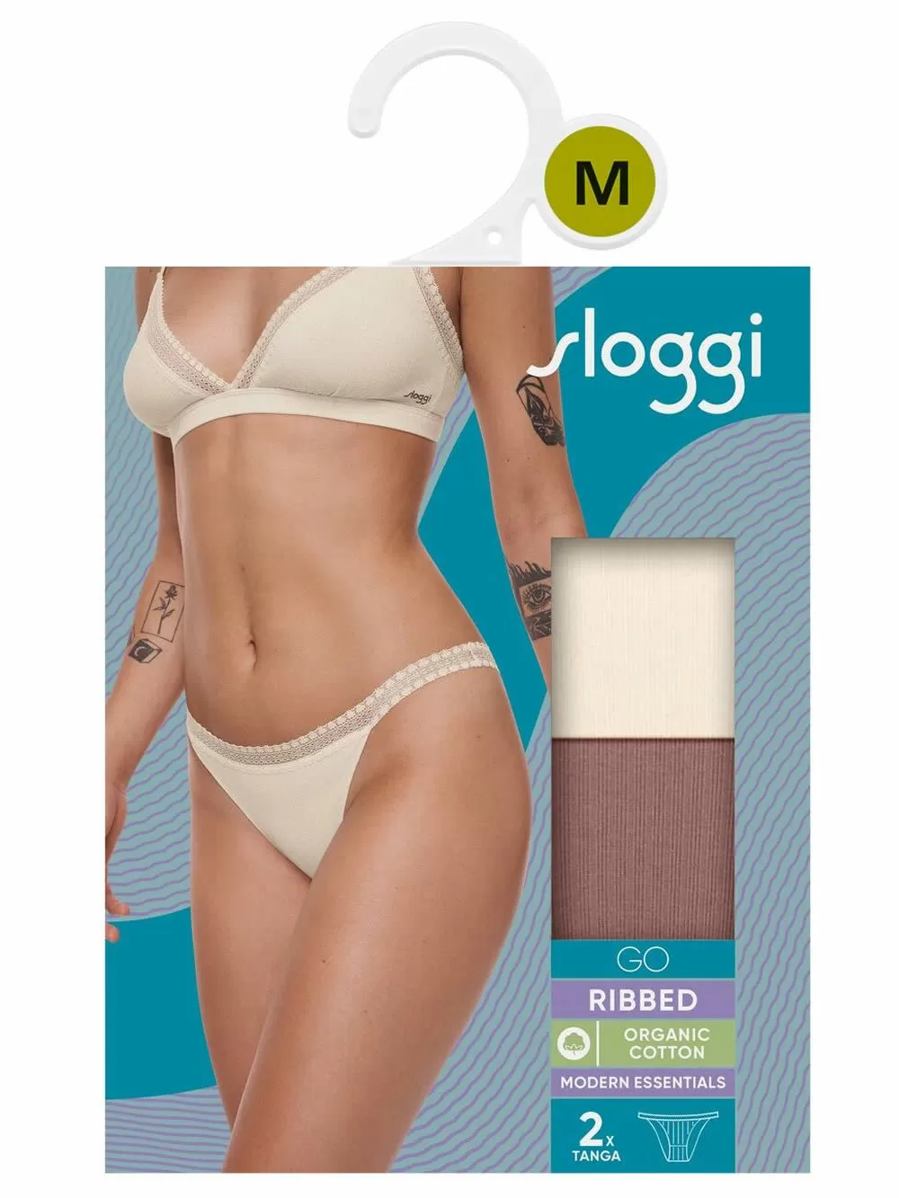 SLOGGI Go Ribbed H Tanga M003 - Οργανικό Βαμβάκι - Πακέτο με 2 