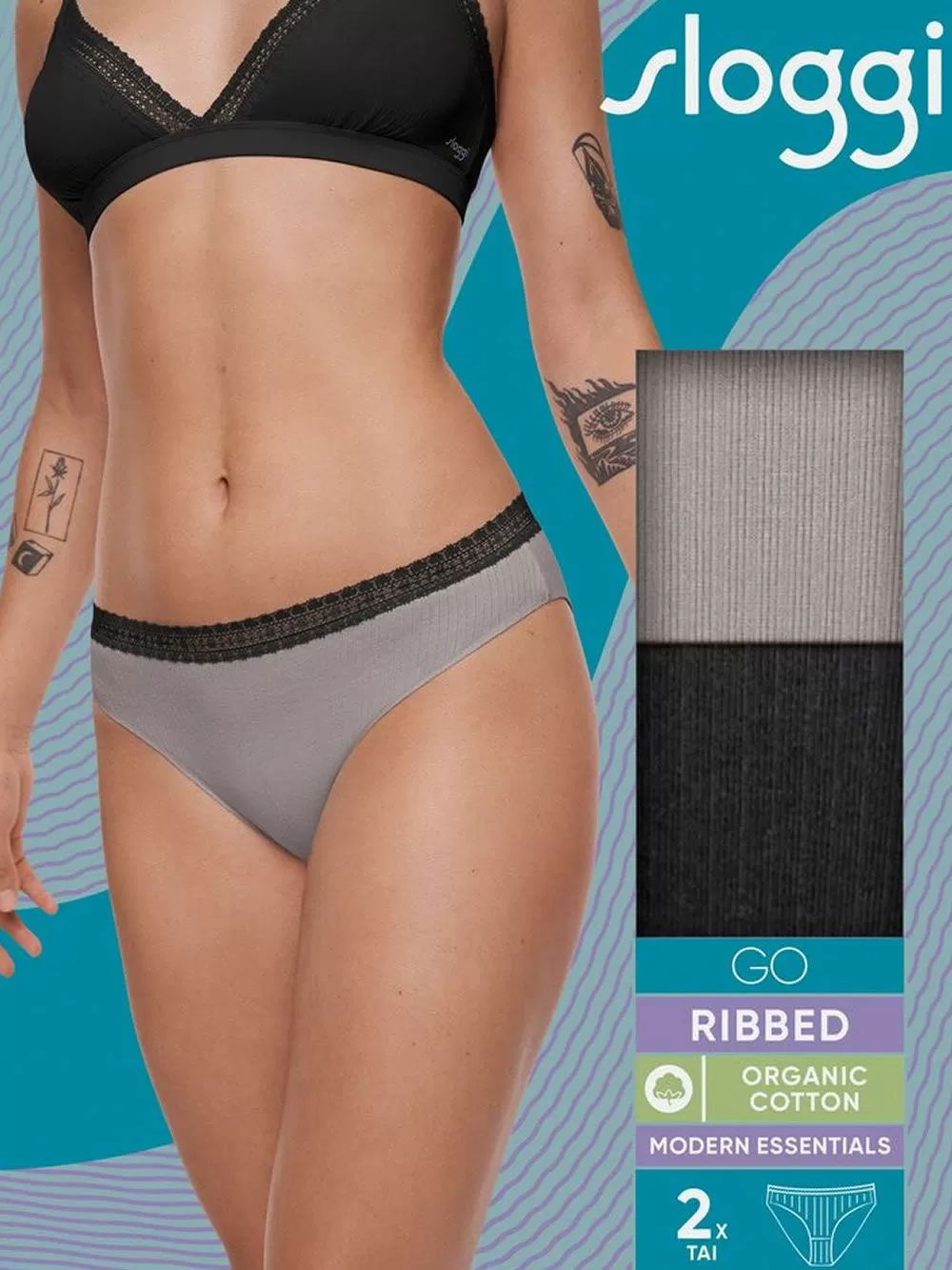 SLOGGI Go Ribbed H Tai M014 - Οργανικό Βαμβάκι - Πακέτο με 2