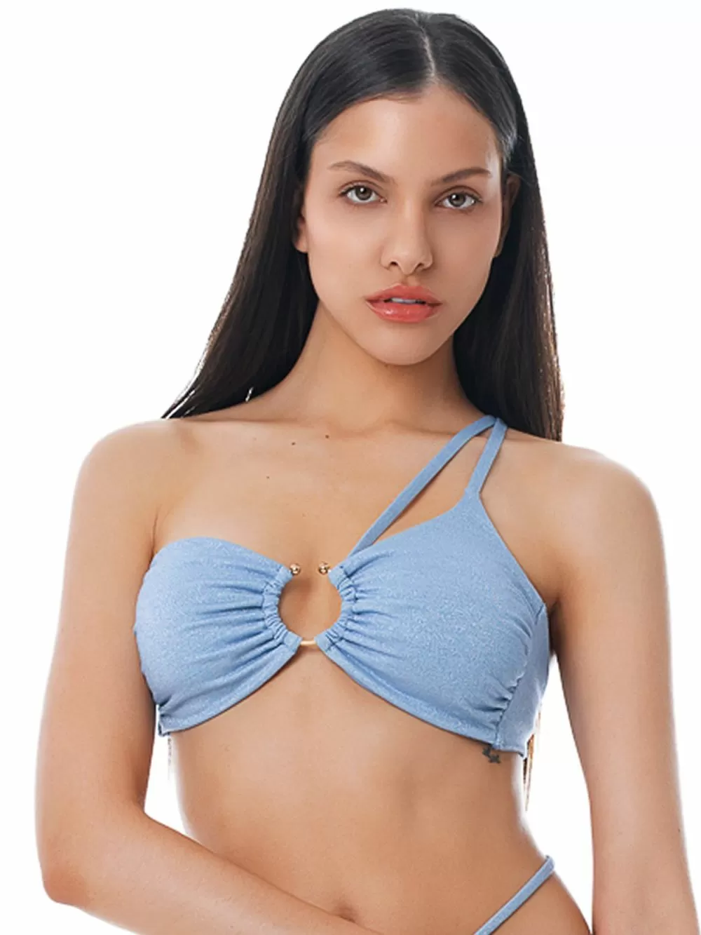 Μαγιό BLUEPOINT Candy Girl Top Ένας Ώμος - Ενίσχυση - Λαμπερό Lurex & Κρίκος