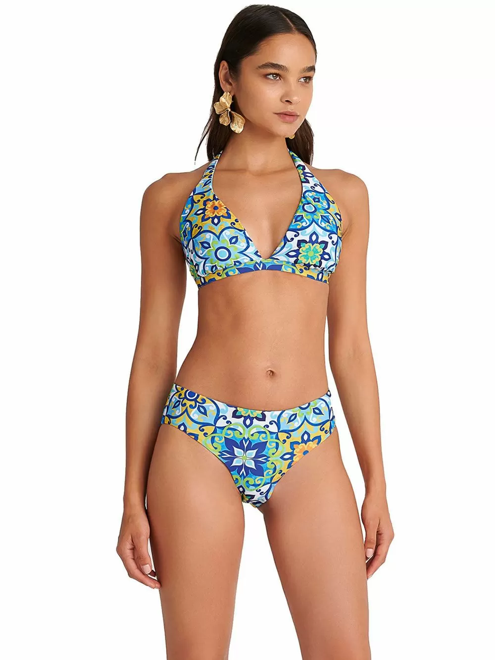 Μαγιό BLU4U Blue Tiles Σλιπ Μπικίνι Tai Κανονικό Φαρδύ - Αόρατες Ραφές