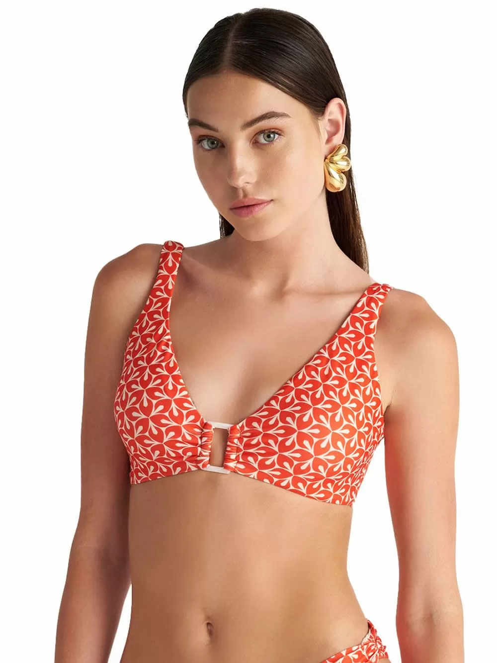 Μαγιό BLU4U Retro Red Τρίγωνο Bralette - Μεγάλο Στήθος - Ήπια Ενίσχυση