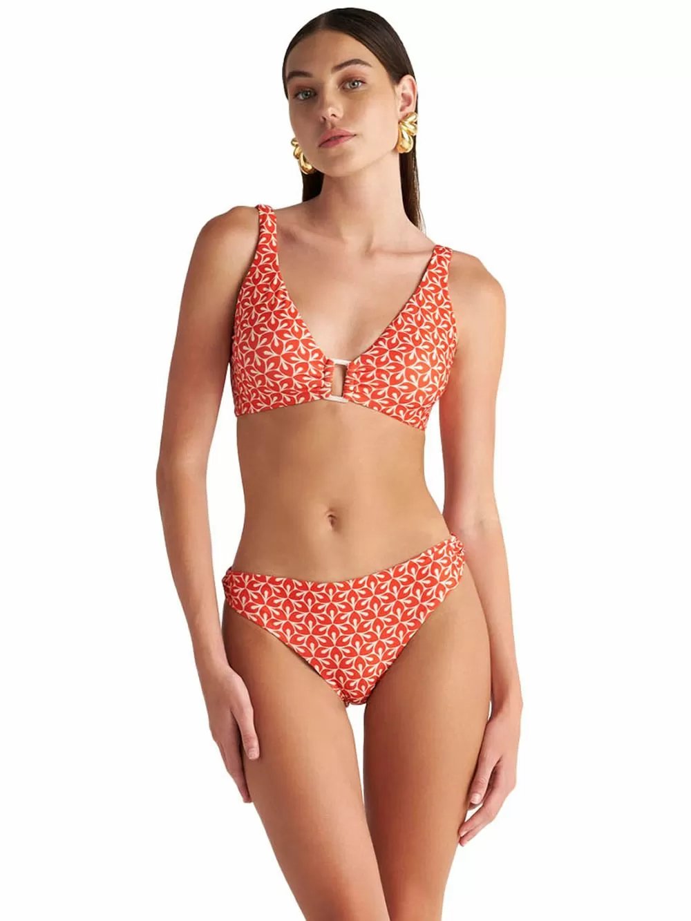 Μαγιό BLU4U Retro Red Τρίγωνο Bralette - Μεγάλο Στήθος - Ήπια Ενίσχυση