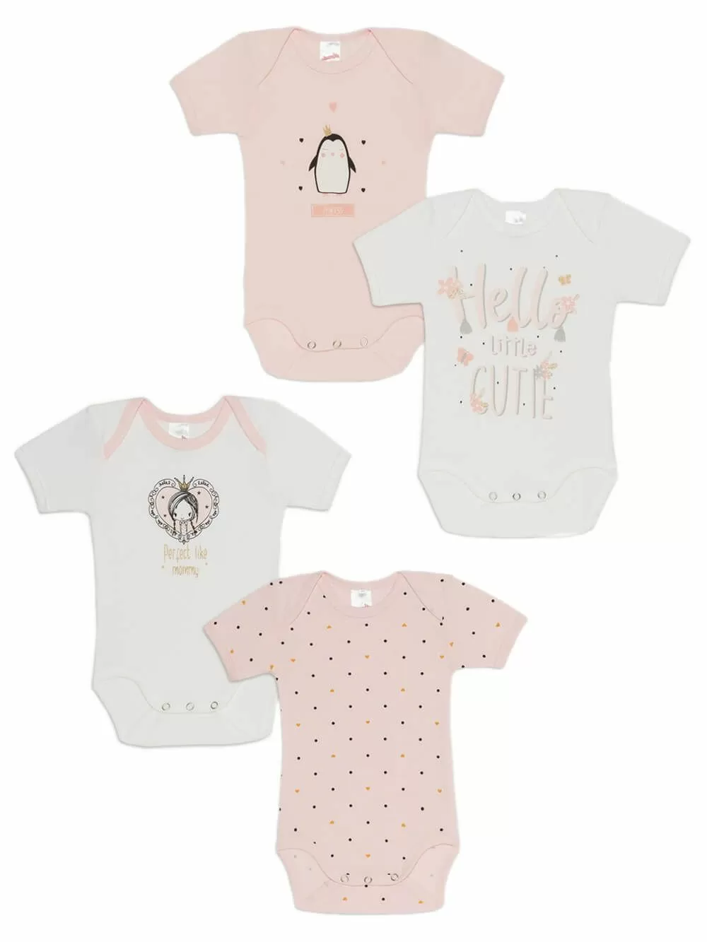 Βρεφικά Κορμάκια MINERVA για κορίτσι Little Cutie - 100% Αγνό Βαμβάκι - 4 Pack 