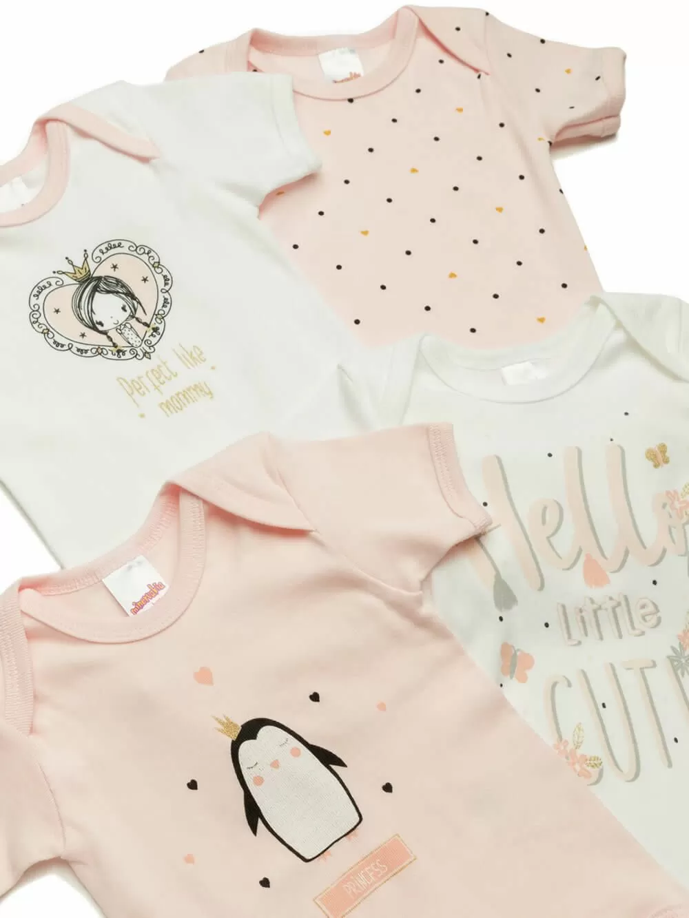Βρεφικά Κορμάκια MINERVA για κορίτσι Little Cutie - 100% Αγνό Βαμβάκι - 4 Pack 