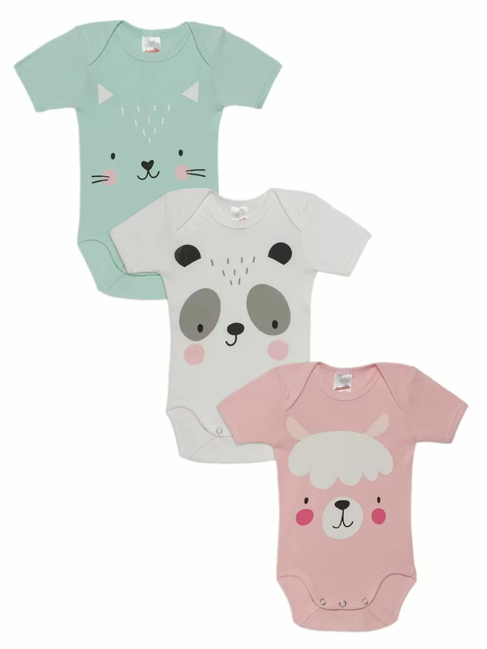 Βρεφικά Κορμάκια MINERVA για κορίτσι Faces - 100% Αγνό Βαμβάκι - 3 Pack 