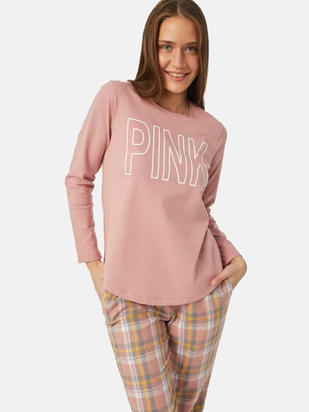 Γυναικεία Πυτζάμα MINERVA PINK- 100% Βαμβάκι Interlock