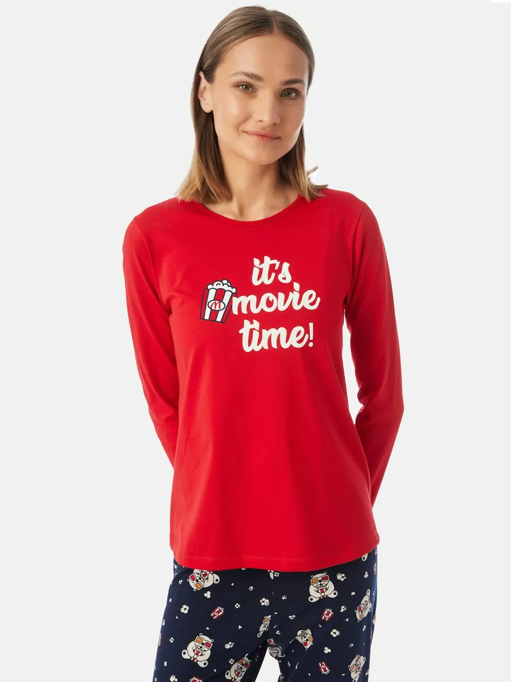 Γυναικεία Πυτζάμα MINERVA POP CORN - 100% Βαμβάκι Interlock