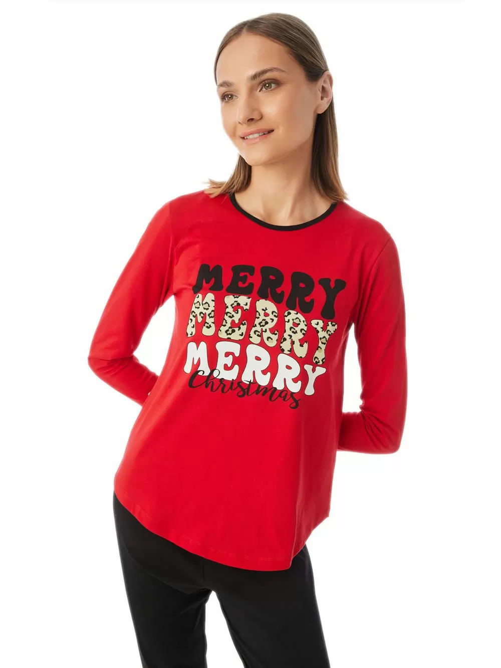 Γυναικεία Πυτζάμα MINERVA Merry X-mas - 100% Βαμβάκι Interlock