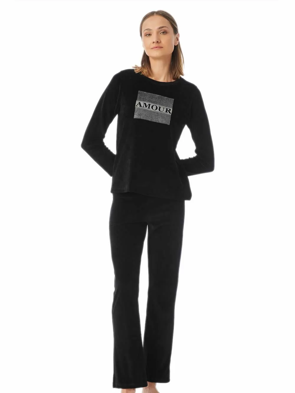 Πυτζάμα Γυναικεία MINERVA Velvet Magic Amour - Απαλό Βελούδο - Extra Ζεστή 