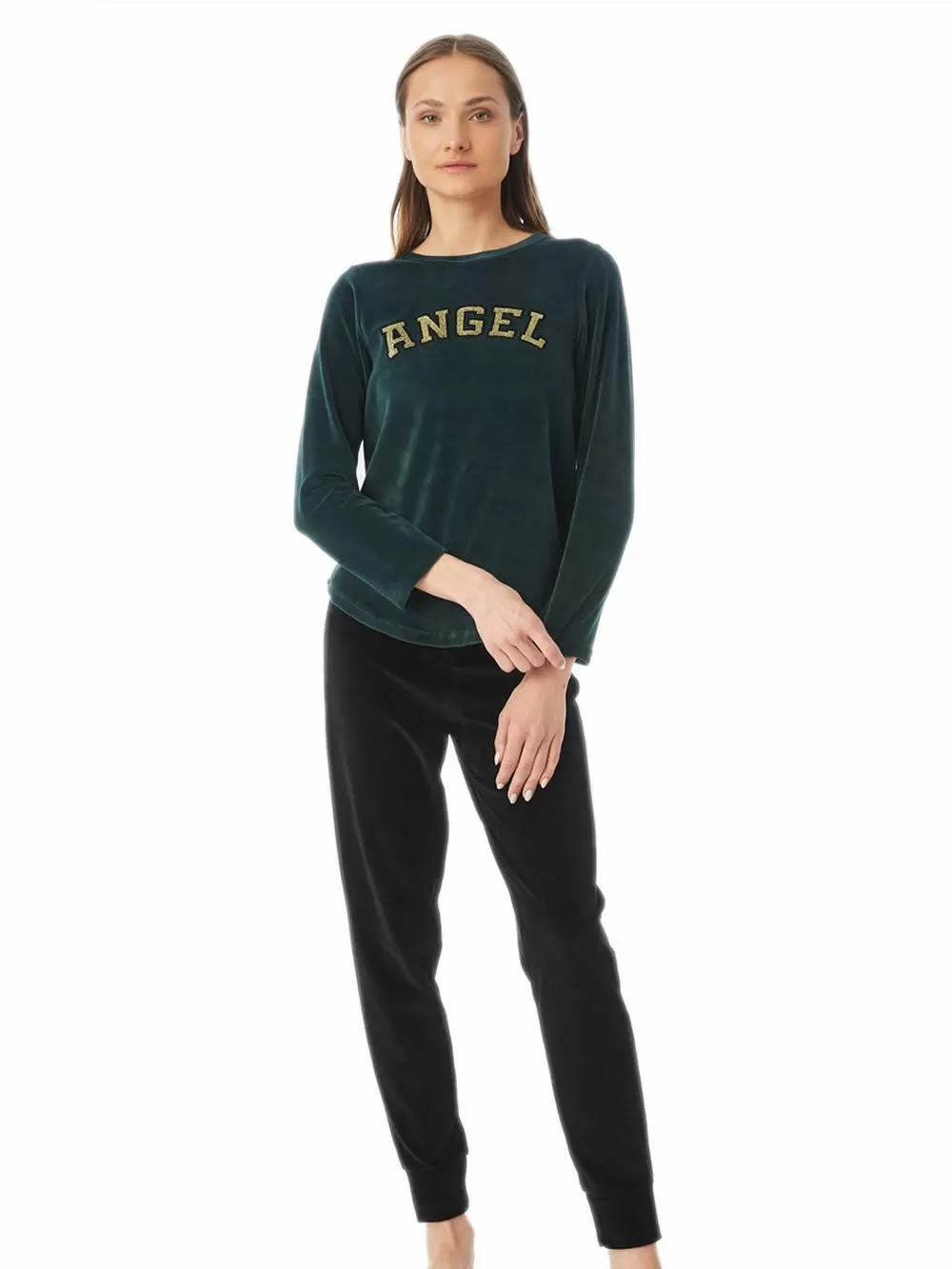 Πυτζάμα Γυναικεία MINERVA Velvet Prints - Απαλό Βελούδο - Extra Ζεστή