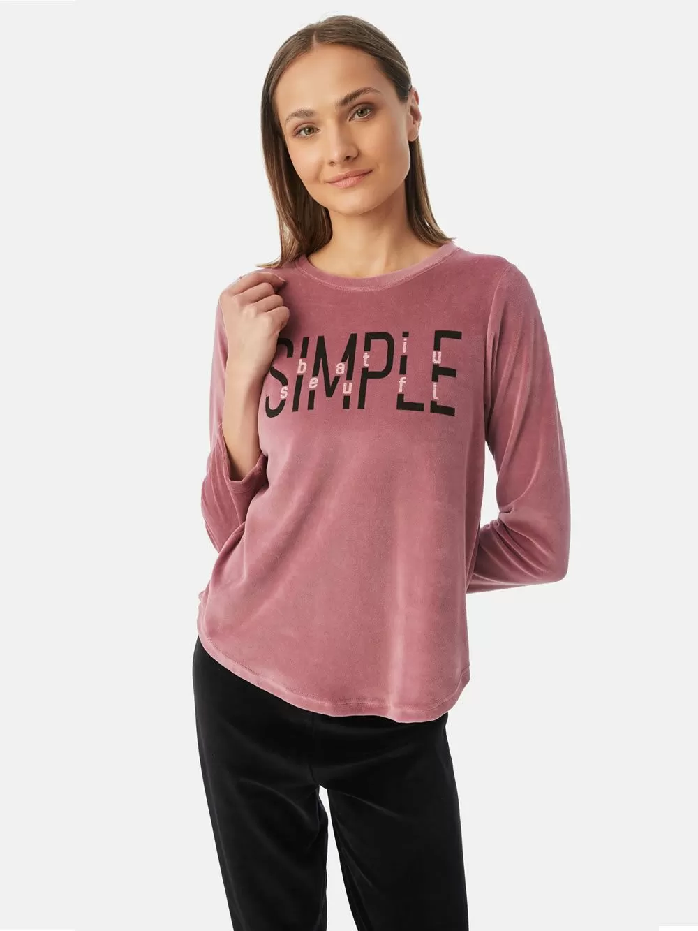 Πυτζάμα Γυναικεία MINERVA VELVET PRINTS - Απαλό Βελούδο - Extra Ζεστή