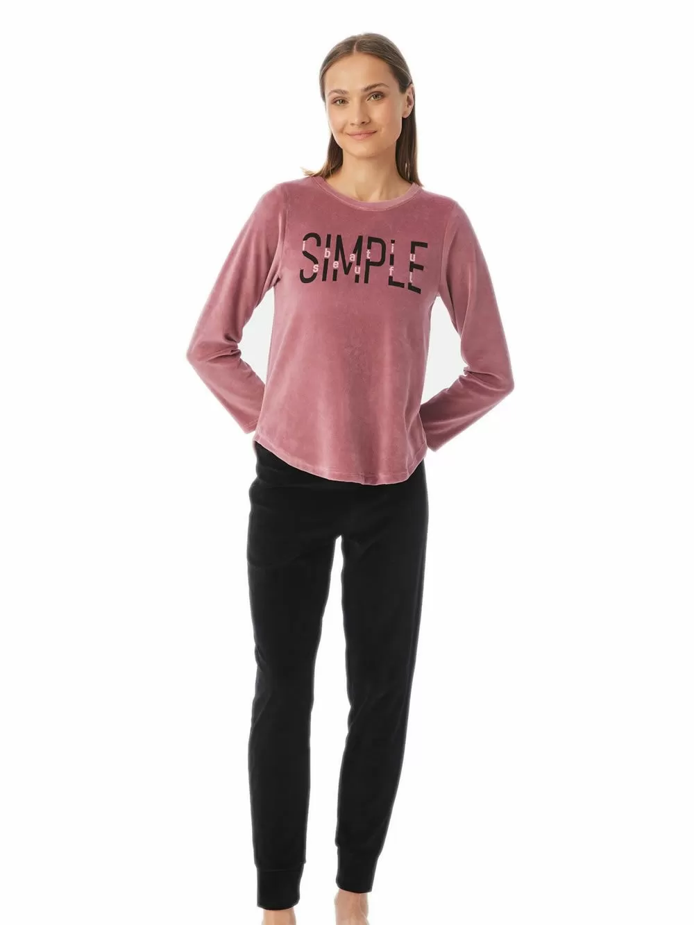 Πυτζάμα Γυναικεία MINERVA VELVET PRINTS - Απαλό Βελούδο - Extra Ζεστή