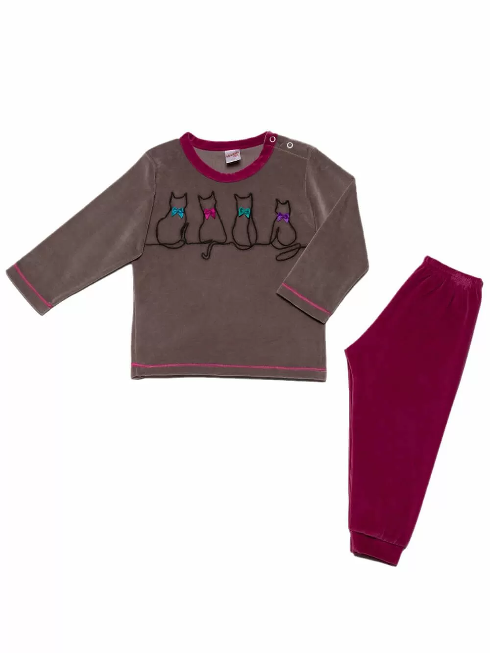Βρεφική Πυτζάμα MINERVA MEOW για κορίτσι - Απαλό Βελούδο 
