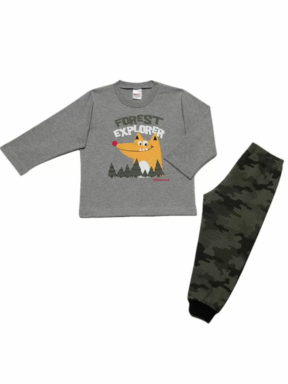 Βρεφική Πυτζάμα MINERVA FOREST EXPLORER - army Σχέδιο - 100% Aγνό Βαμβάκι