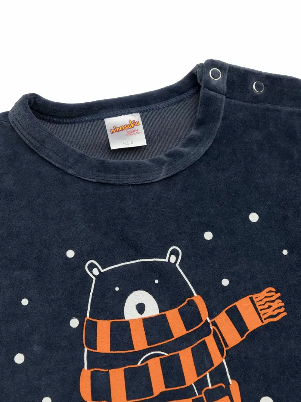 Βρεφική Πυτζάμα MINERVA Velvet Freeze Bear - Ζεστό & Απαλό Βελούδο 