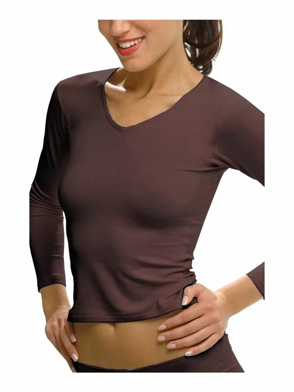 Helios Μπλούζα Μακρύ Μανίκι -Λαιμόκοψη σε Σχήμα V -Απαλή Φυτική Ίνα Micromodal