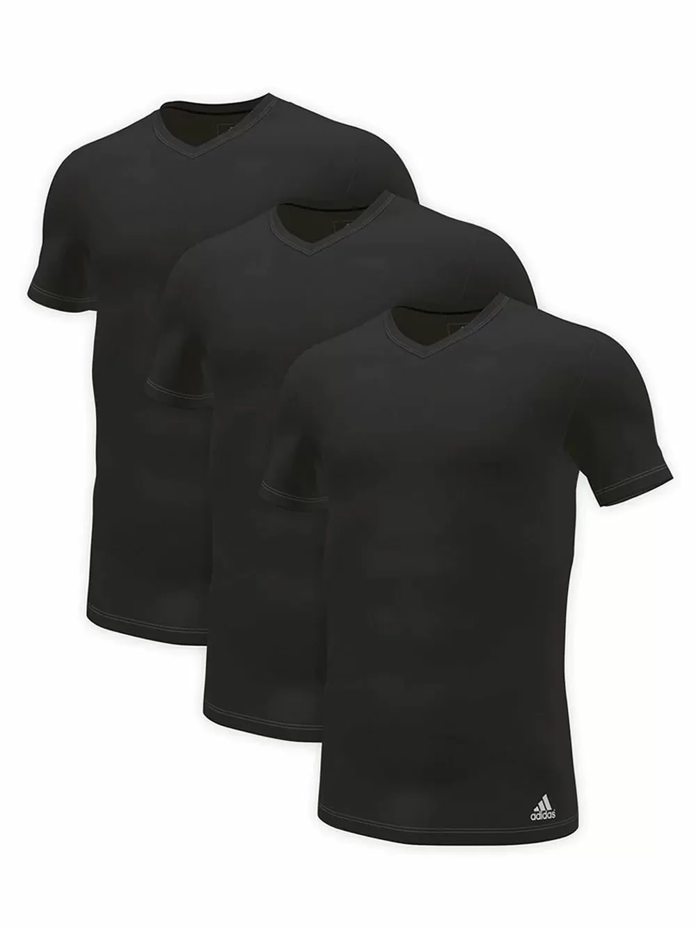 ADIDAS Ανδρικά T-Shirt - Ελαστικό Βαμβάκι - Logo - Πακέτο με 3