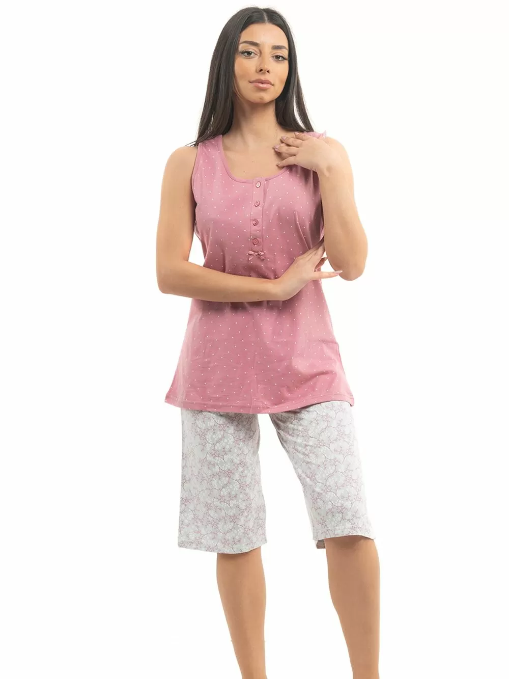 Γυναικεία Πυτζάμα AMELIE - 100% Βαμβακερή - Μεγάλα Μεγέθη 