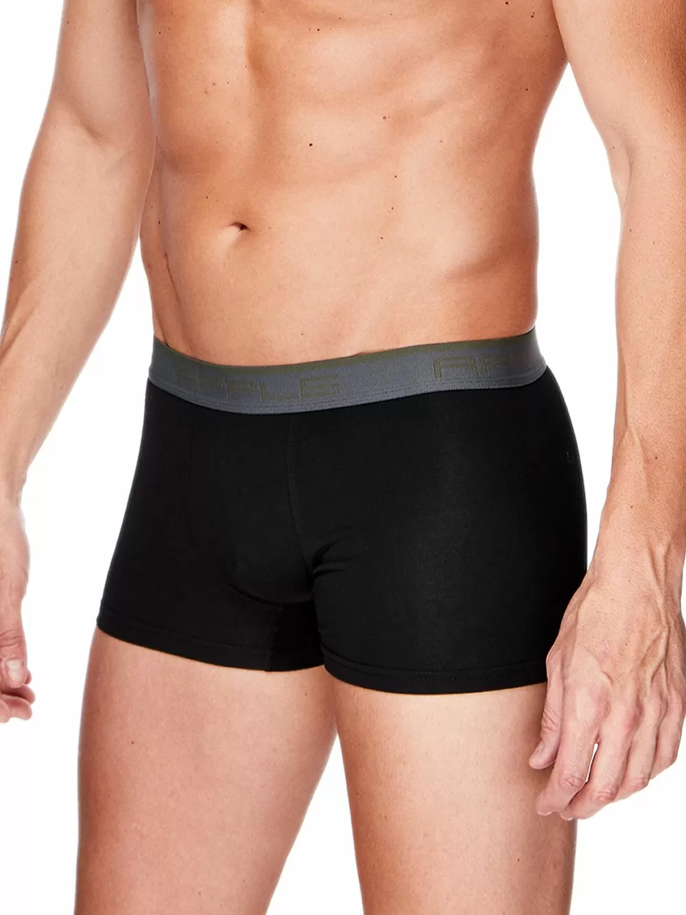 Ανδρικό Μπόξερ APPLE - Ελαστικό Βαμβάκι - Black & Anthracite Thyme - Πακέτο με 2