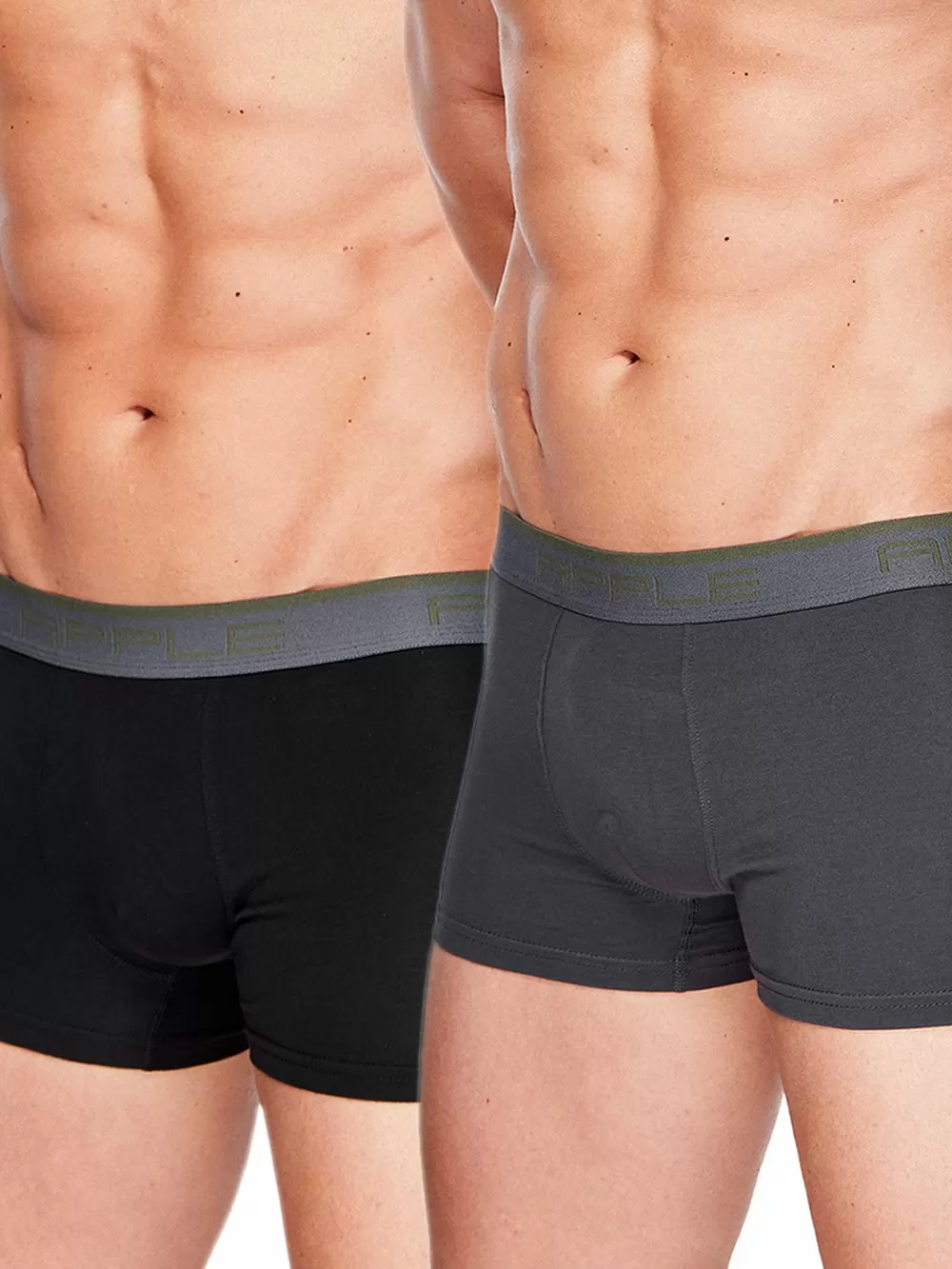 Ανδρικό Μπόξερ APPLE - Ελαστικό Βαμβάκι - Black & Anthracite Thyme - Πακέτο με 2