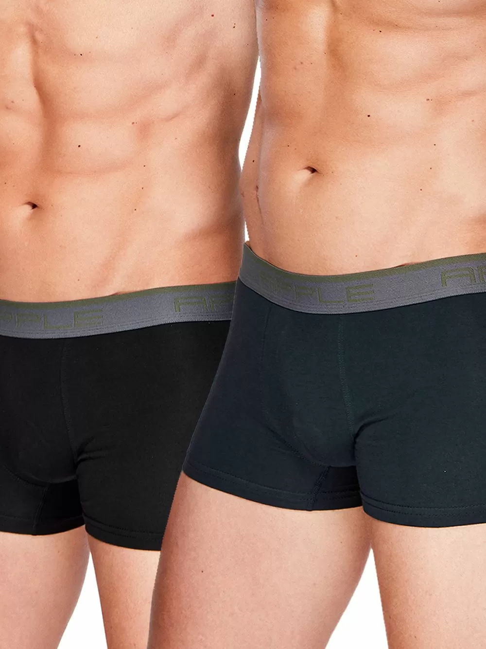 Ανδρικό Μπόξερ APPLE - Ελαστικό Βαμβάκι - Black & Navy Thyme - Πακέτο με 2