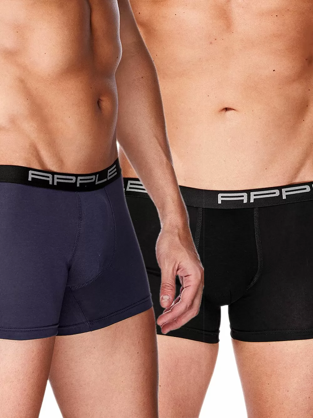 Ανδρικό Μπόξερ APPLE - Black/Navy - Ελαστικό Βαμβάκι - Πακέτο με 2
