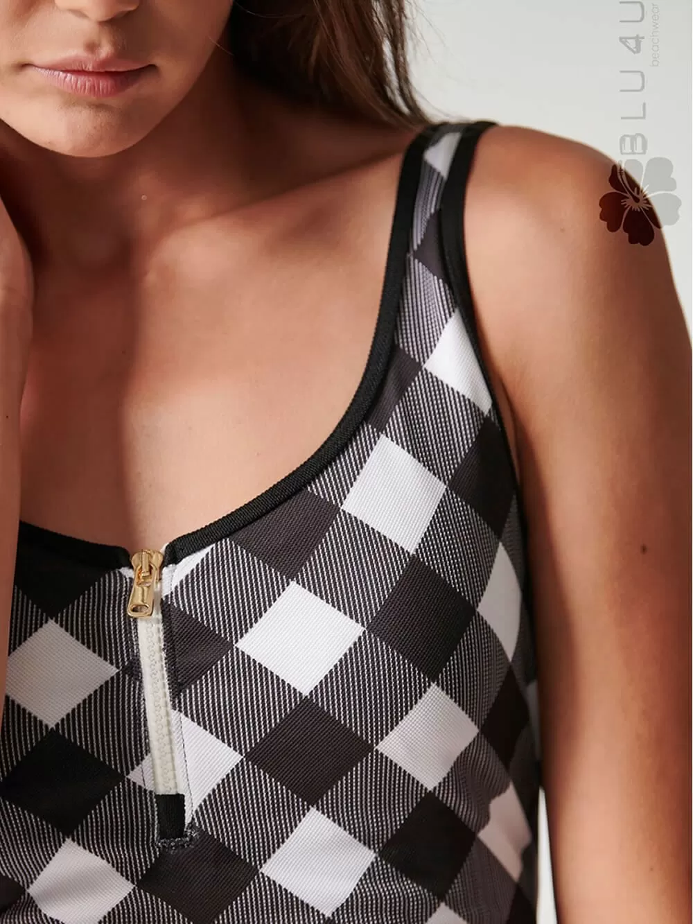 Μαγιό Ολόσωμο BLU4U Barbie Checks - Αόρατη Ενίσχυση 