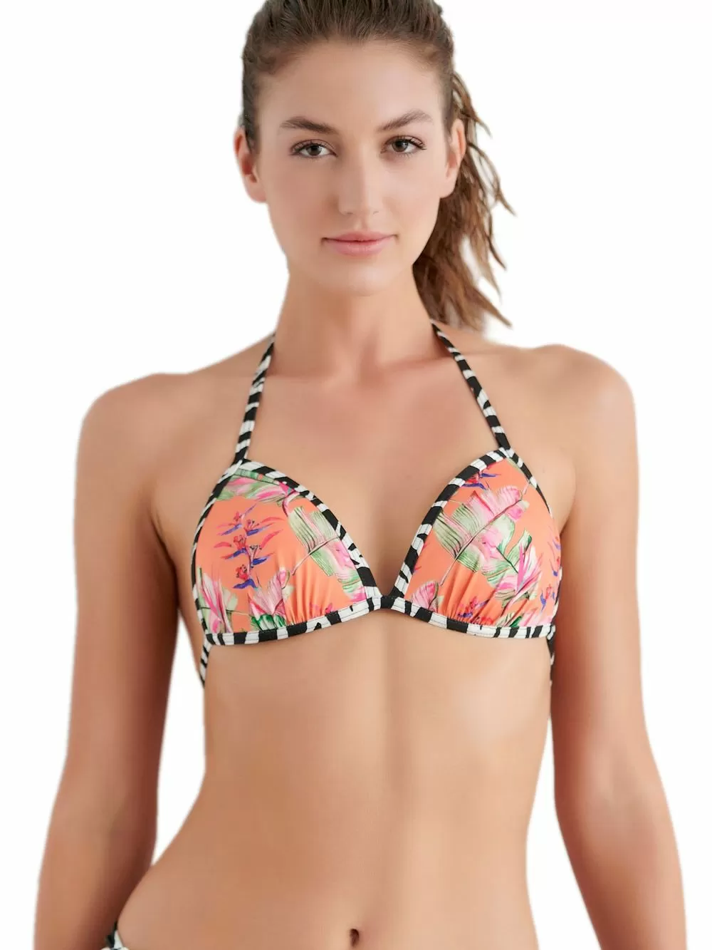 Μαγιό BLU4U Orange Tropics Μπικίνι Push Up Τρίγωνο - Χωρίς Μπανέλα 