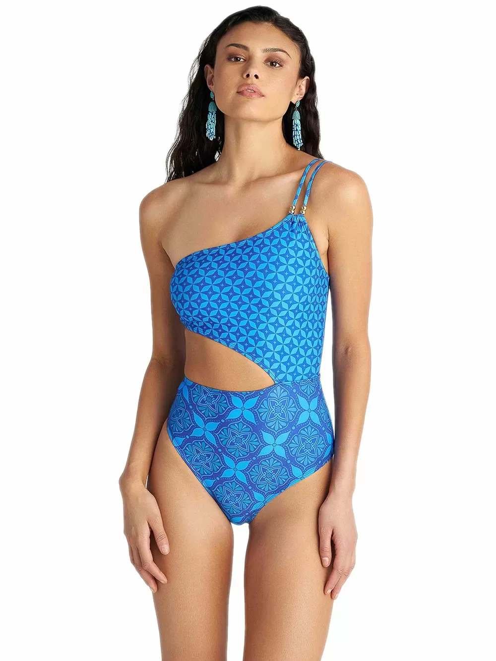 Μαγιό BLU4U Ολόσωμο Blue Ikat - Αόρατη Ενίσχυση - Σλιπ Κανονικό