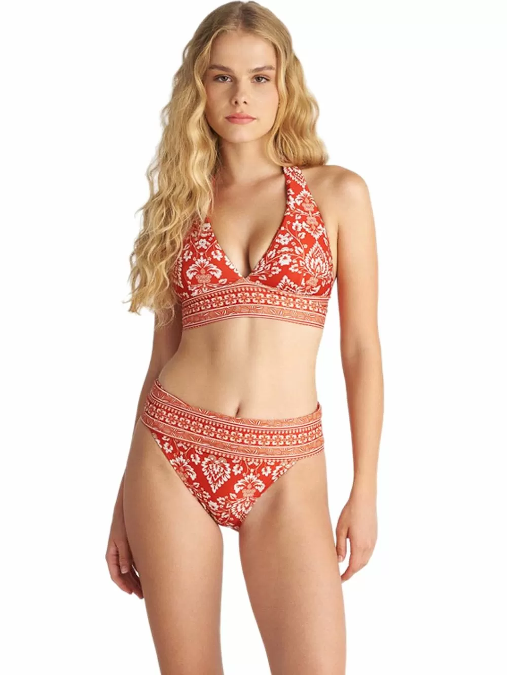 Μαγιό BLU4U Coral Damask Μπικίνι Σλιπ Ψηλόμεσο - Καλύπτει Ατέλειες