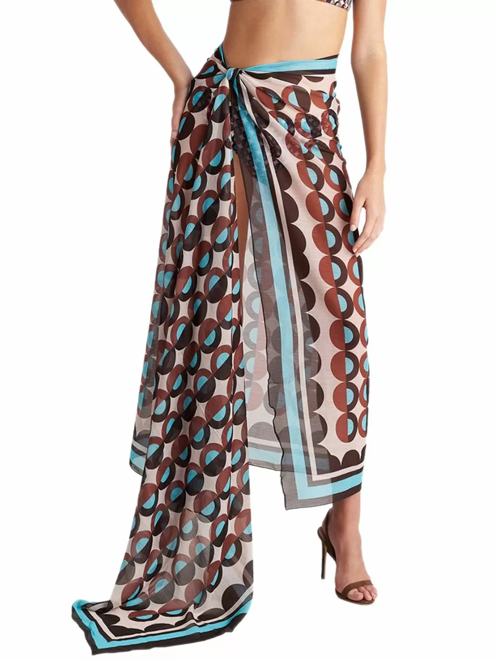 Beachwear BLU4U Παρεό Polca Borders - Αέρινο Ύφασμα