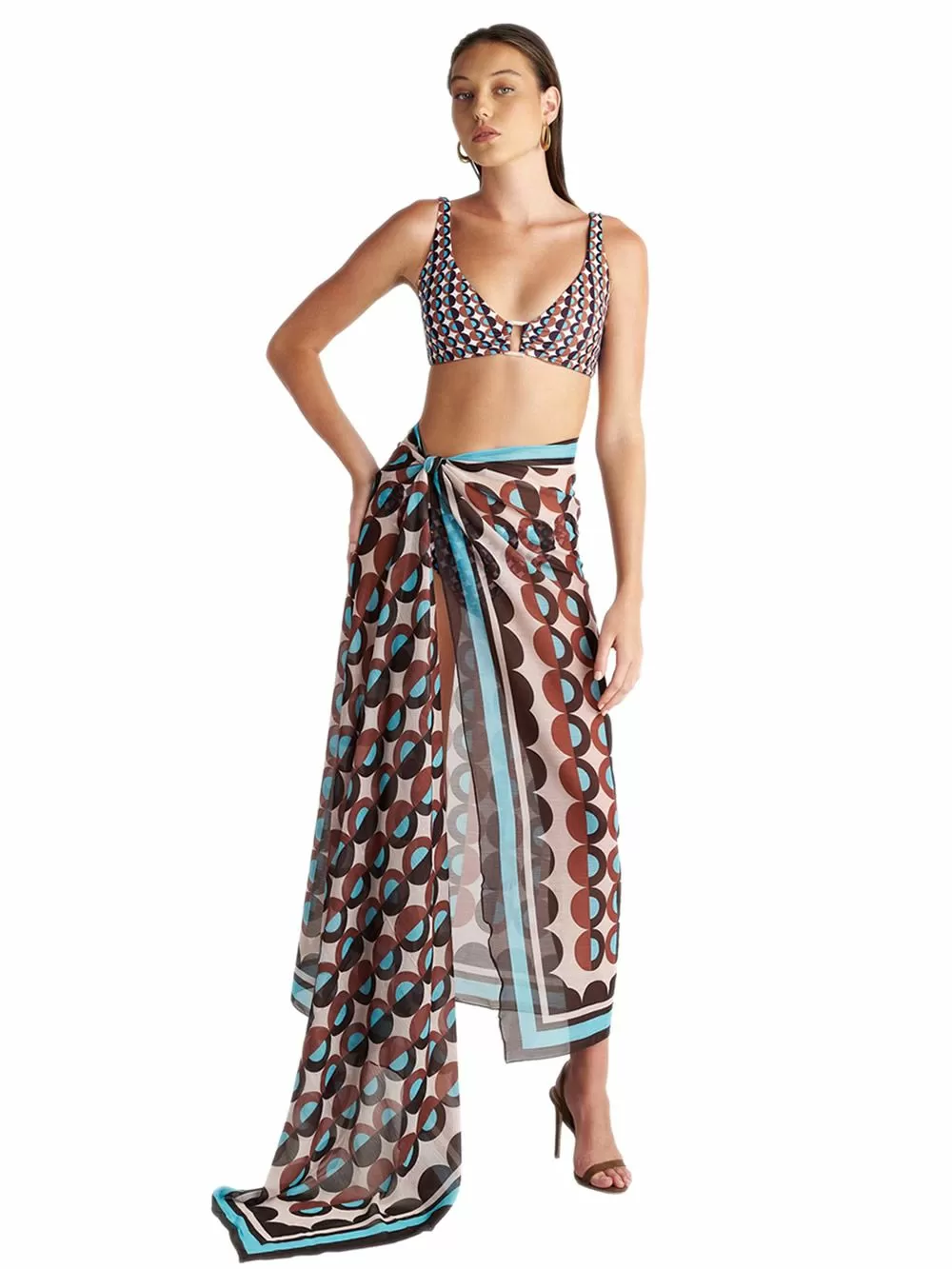 Beachwear BLU4U Παρεό Polca Borders - Αέρινο Ύφασμα